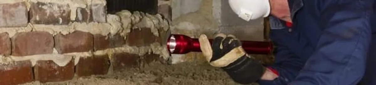Pest control technician inspecting a crawl space for ant activity and entry points in Myrtle Beach, SC