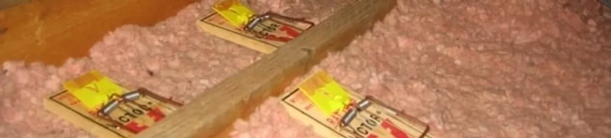 Mouse traps placed in an attic for rodent control in Myrtle Beach, SC